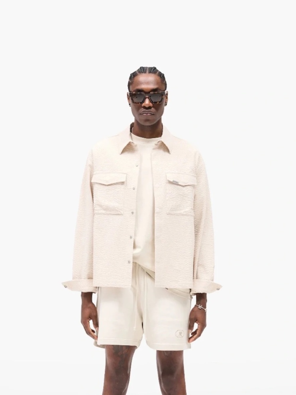 Represent Textured Cotton Overshirt Champagne Medium NWT